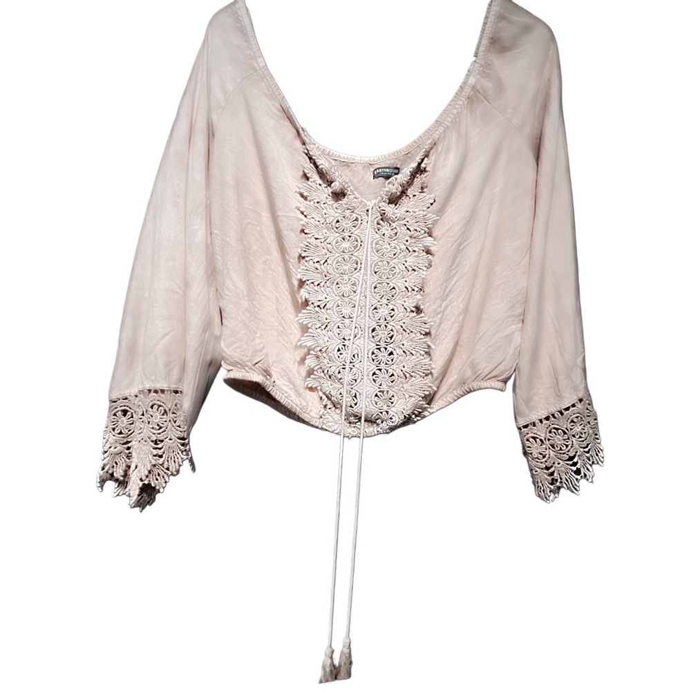 Earthbound Crochet flare sleeve crop top